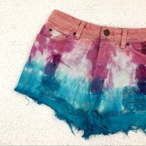 Urban Outfitters High Rise Cheeky Tie Die Shorts
